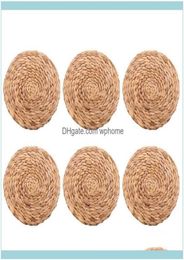 Mats Decoration Aessories Kitchen Dining Bar Home Gardenmats Pads 6 Pack Round Water Hyacinth Placemat Quality Woven Wicker Tab21087399