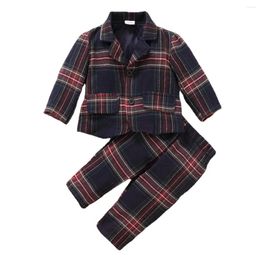 Clothing Sets Boys Suit Plaid Outfit Baby 1 2 3 Years Gentleman Clothes Festive Dress Fashion Infant 2PCS Spring Autumn Boutique Wears