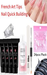 6pcset Quick Building Set Acrylic Gel Nail Extension Finger Nail Manicure Acryl Gel Polish Varnish Pink Nail Art Mould Tips CH18098655745