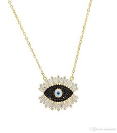 Gold black stone 2019 Turkish evil eye necklace for women and ladies lucky fashion jewelry Gold color cubic zirconia jewelry party7858344