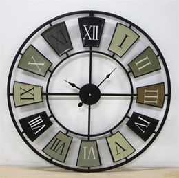 Wall Clocks Fashionable And Personalised European Style Antique Iron Sticker Craft With Rivet Decoration Round Clock