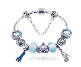 18 19 20 CM Charm Bracelet 925 Silver Bracelets For Women Royal Crown Bracelet Purple Crystal Beads Diy Jewelry with custom logo4977614