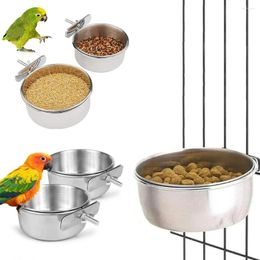 Other Bird Supplies Pet Hanging Bowl Stainless Steel Food Dish Hamster Clamp-on Water Drinker Feeder Parrot Feeding