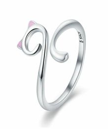 Fashion Cute 925 Sterling Silver Cat Shaped Kitten Pet Adjustable Band Wrap Finger Ring For Girls Christmas Gifts37076196066700