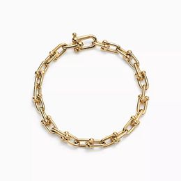High 925 silver Jewellery men bracelets u shape chunky chain gold rose silver Colour charm bracelet for women unisex punk link hip hop 17c 222t