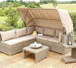 Garden Sets Outdoor Rattan Bed Rattan Chair Sofa Outdoor Courtyard Outdoor Balcony Eattan Art Sofa Combination Leisure Lounge Chair