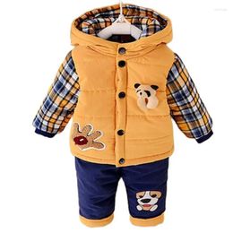 Clothing Sets 2024 Winter Autumn Kids Thicken Baby Boys Plus Velvet Hoddies Coat Pants Two Piece Suit Cotton Children's Clothes