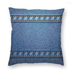 Pillow Fashion Denim Blue Jeans Cover Two Side Printing Texture Pattern Throw Case For Sofa Cool Pillowcover Decoration