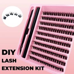 Cluster Lashes With Tweezer Comb Bond and Seal DIY False Eyelash Extensions Kit Wispy Natural Soft Eyelashes Set Self Make Up 240511