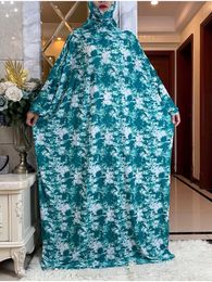 Ethnic Clothing 2022 Muslim Womens Hooded Abaya Turkey-African Prayer Garment Kaftan Dress With Hijab Floral Prints Dubai Saudi Robe In Ramadan T240510