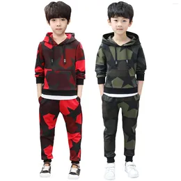 Clothing Sets Boys Camouflage Tracksuits Hood Long Sleeve 2-Piece Sweater Tops With Pants Childrens' Casual Sports Wear Jogging Running