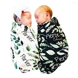 Blankets Baby Swaddling Blanket Feather Print Sleeping Bag With Headband Hat Cotton Born Sleepsack Pography Boys Girls