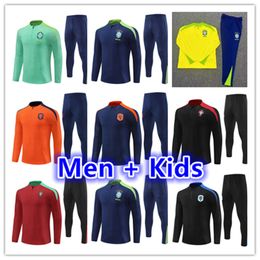 2024 2025 Brazil men kids soccer tracksuit training suit jersey set 24 25 mens football jerseys tracksuits jogging jacket sets survetement foot chandal futbol