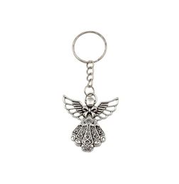 30pcs Antique silver Alloy Angel Band Chain key Ring Travel Protection DIY Jewelry7268771