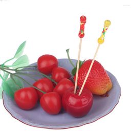 Forks 100pcs Fruit Fork Cocktail Stick Bamboo Skewers Used For Buffet Wedding Decoration
