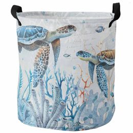 Laundry Bags Marine Coral In Summer Foldable Dirty Basket Kid's Toy Organizer Waterproof Storage Baskets