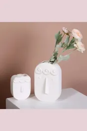 Vases 2024 Ceramic Funny And Interest Handmade Ins Style Home Decoration Bedroom Living Room For Pure White Flowers Pot