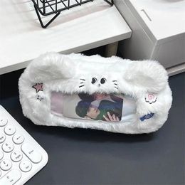 Plush Pencil Case Soft Multi-functional Viewable Window Stationery Storage Pouch Large Capacity Pen Bag Student Gift