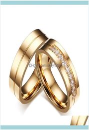 Cluster Jewellery gold Colour Wedding Bands Rings For Women Men Quality Cz Engagement Couple Promise Ring Anniversary Alliance3813471