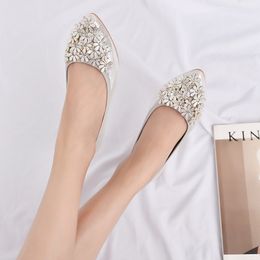 New Girl Flats Ladies Flat Shoes Crystal Flower Design Pointed Toe Female Flats Soft Sole PU leather Women Casual Shoes Comfortable Woman Footwears Female 003