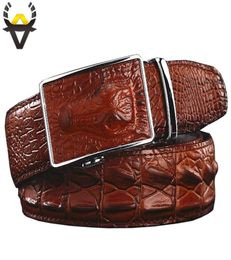 Fashion Men039s belts Genuine leather Crocodile Automatic Belt man buckle Real Cow skin Wide girdle for Jeans male7878311