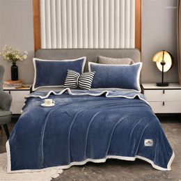 Bedding Sets Single Double Winter Thickened Warm Solid Colour Milk Velvet Blanket