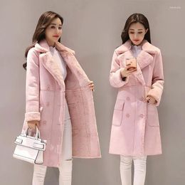 Women's Fur Imitation Lamb Deerskin Velvet Mid-length Coat For Women 2024 South Korea Winter Cashmere Thickening