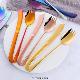 Dinnerware Sets Stainless Steel Knife Fork And Spoon Set Western Dual-purpose Dessert Salad Kitchen Accessories