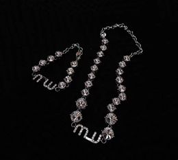 Vintage Diamond Necklace Designer Letter Necklace charms chain designer necklace or woman K Gold Necklace Full Diamond Collar choker miu Letter Big Gem Necklace