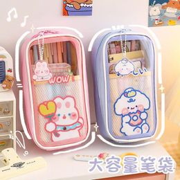 Transparent Large Capacity Student Pencil Case School Cases Kawaii Stationery Cute Korean Bags Pens Boxes Bag