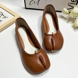 Casual Shoes IPPEUM Split Toe Flats Plus Size 44 Ballet Falts Leather Mary Janes For Women Summer Ballerinas Zapatos Mujer