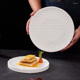 Plates White Water Cube 12-inch Ceramic Western-style Saucer Honeycomb Plate Simple Restaurant Creative Fruit Dessert Tableware