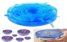 6PCSSet Silicone Stretch Suction Pot Lids Food Grade Silicone Fresh Keeping Wrap Seal Lid Pan Cover 4 Colour Nice Kitchen Accessor5499534