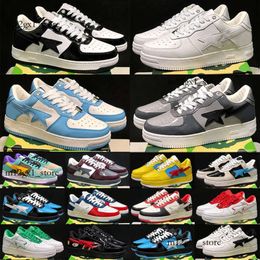 Designer Low Men Casual Shoes Bapestar Sk8 Stas Color Camo Bapestaesi Combo Bathing Pink Patent Trainers Leather APES Green Black White Women Sneakers 181 982