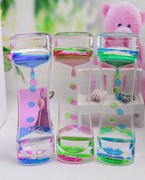 Floating Double Symphony Slim Liquid Oil Leakage Dynamic Timing Acrylic Hourglass Timer Clock Ornament Desk 4 Colors SEA 9067039