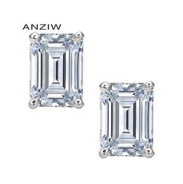 Stud AINUOSHI Fashion 925 Sterling Silver Emerald Cut CZ Earrings Earring Women Wedding Party Jewery Gift7834717