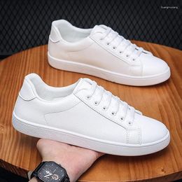 Casual Shoes Simple Fashion Men's Low-top Lace-up White Soft Leather Comfortable Breathable Sneakers Loafers