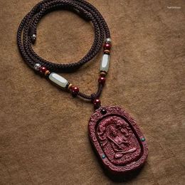 Pendant Necklaces Natural Cinnabar Buddha Necklace With High Content Purple Sand And Zodiac Sign Perfect For Men Women Amulet Jewelry