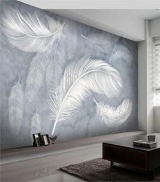 Modern Fashion Feather Wallpaper 3D HandPainted Po Wall Mural Living Room Bedroom Creative Art Wallpapers Papel Mural2710621