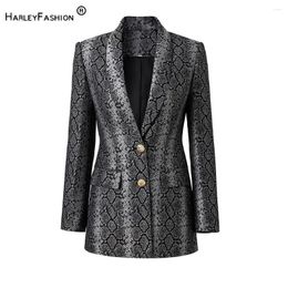 Women's Suits 2024 Spring Fashion Designed Jacquard Animal Pattern Two Buttons Women Office Slim Fitted Blazer