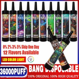 Big Puff Bang 36000 puff disposable vapes Rechargeable E Cigarettes Mesh Coil 40ML E-liquid puff 36k vaper 0%2%3%5% LED Colour light vaper vs puff 20000 18000 15000