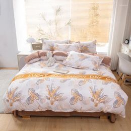 Bedding Sets Comfortable Life Lucky Plant Pattern Matte Bed Sheet Style Four Piece Set