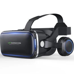 VR SHINECON G04E Earphone Edition Smartphone Cinema 3D Glasses Virtual Reality Eye Lens Wearable Game Helmet 240506