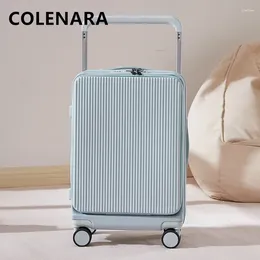 Suitcases COLENARA USB Charging Suitcase Front Opening Laptop Boarding Case PC Multifunctional Trolley 20"22"24"26 Inch Cabin Luggage