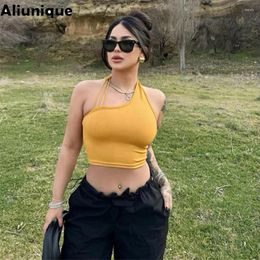 Women's Tanks Fashion Halter Neck Tank Tops 2024 Casual White Black Y2K Streetwear Sexy Backless Slim Crop Top Girls Summer Camisoles