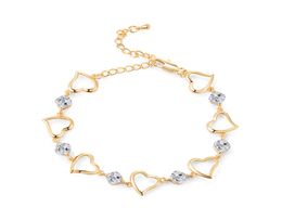 Europe and America Fashion Trendy 18K Yellow Gold Plated CZ Hearts Anklets Chain Link for Girls Women for Wedding Party5302958