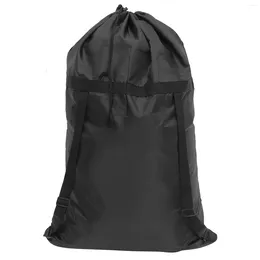 Laundry Bags Bag Dorm Heavy Duty Backpack Camping Travel Large Clothing Storage (black) Canvas Drawstring