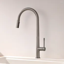 Kitchen Faucets Faucet Household Sink All-Copper Cold And Water Pull-Out Rotary Large-Flow Facilities