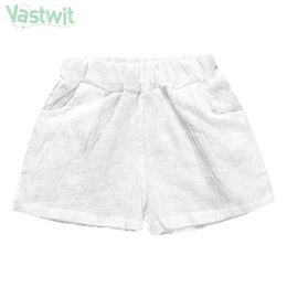 Shorts Baby cotton casual shorts childrens summer clothing elastic waistband simple solid color thin shorts suitable for beach and holiday wear d240510