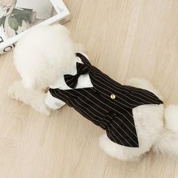 Dog Apparel Primavera Estate Pet Wedding Birthday Dress Bow Tie Shirt Teddy Suit Puppy Cardigan Small Clothing